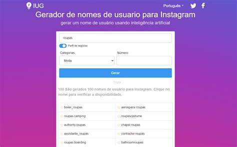 gerador de vulgos|Gerador de nomes para Instagram – melhores ideias para si